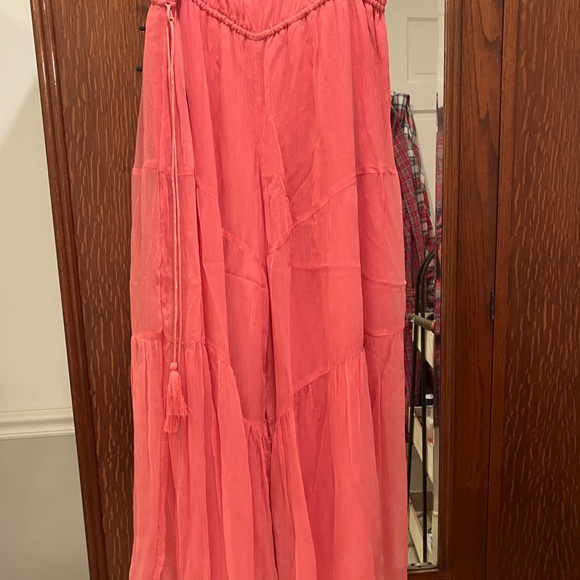 Anthropologie elevenses pink palazzo pant size L - Picture 3 of 6